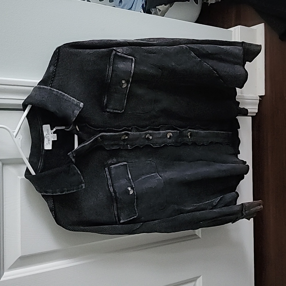 Sewn + Seen charcoal button up shacket NWT